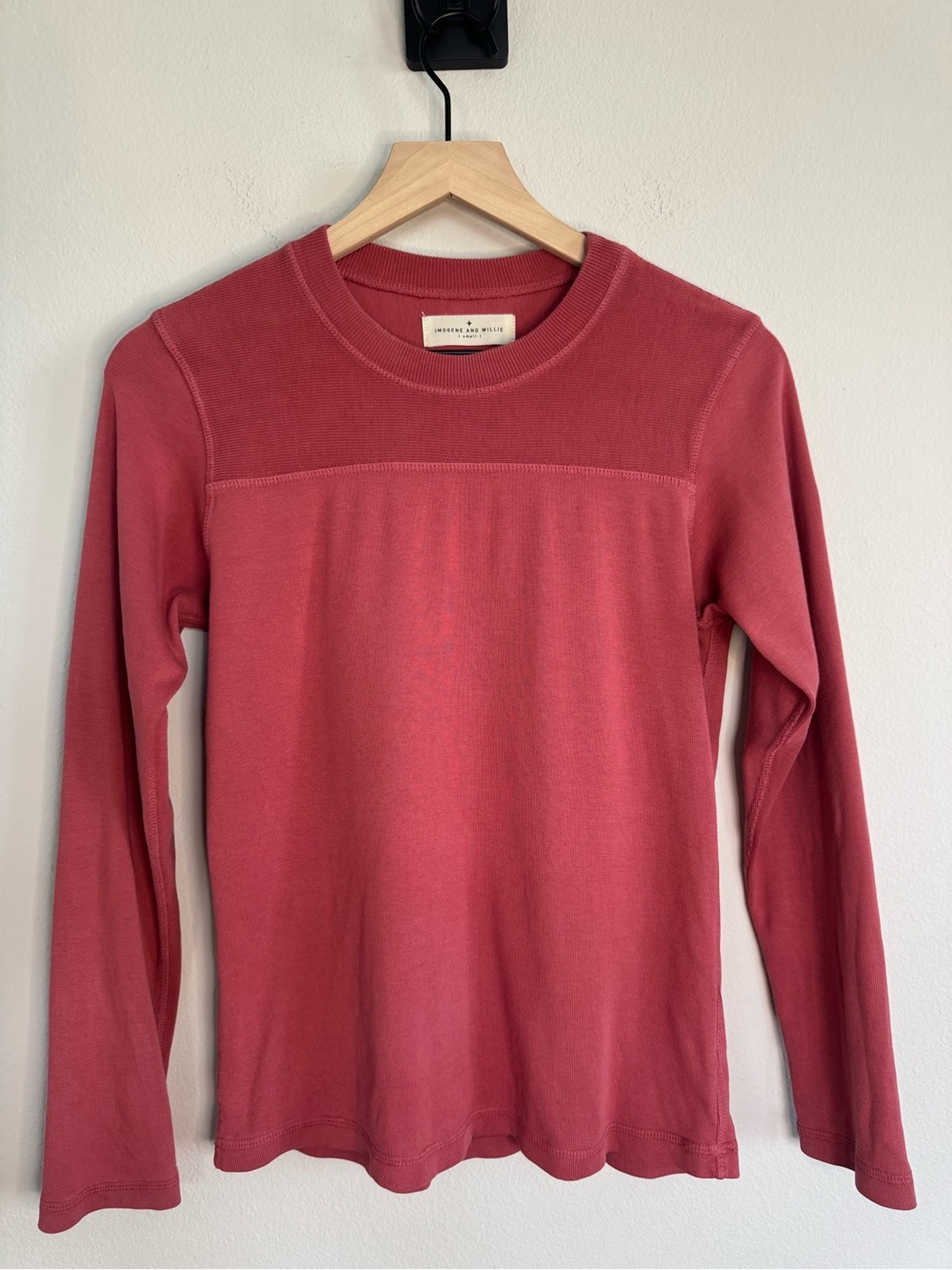 Imogene+Willie Long Sleeve Heavy Weight Cotton Tee Rose Minimalist Small